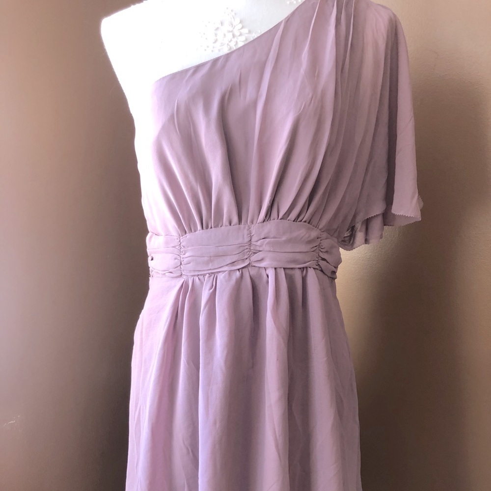 One Shoulder Flutter Sleeve knee-length dress